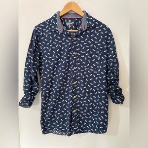 Massimo Men’s Medium Blue Pineapple Button-Up Shirt